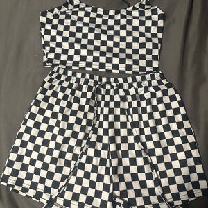 SHEIN Black and White Checkered Set